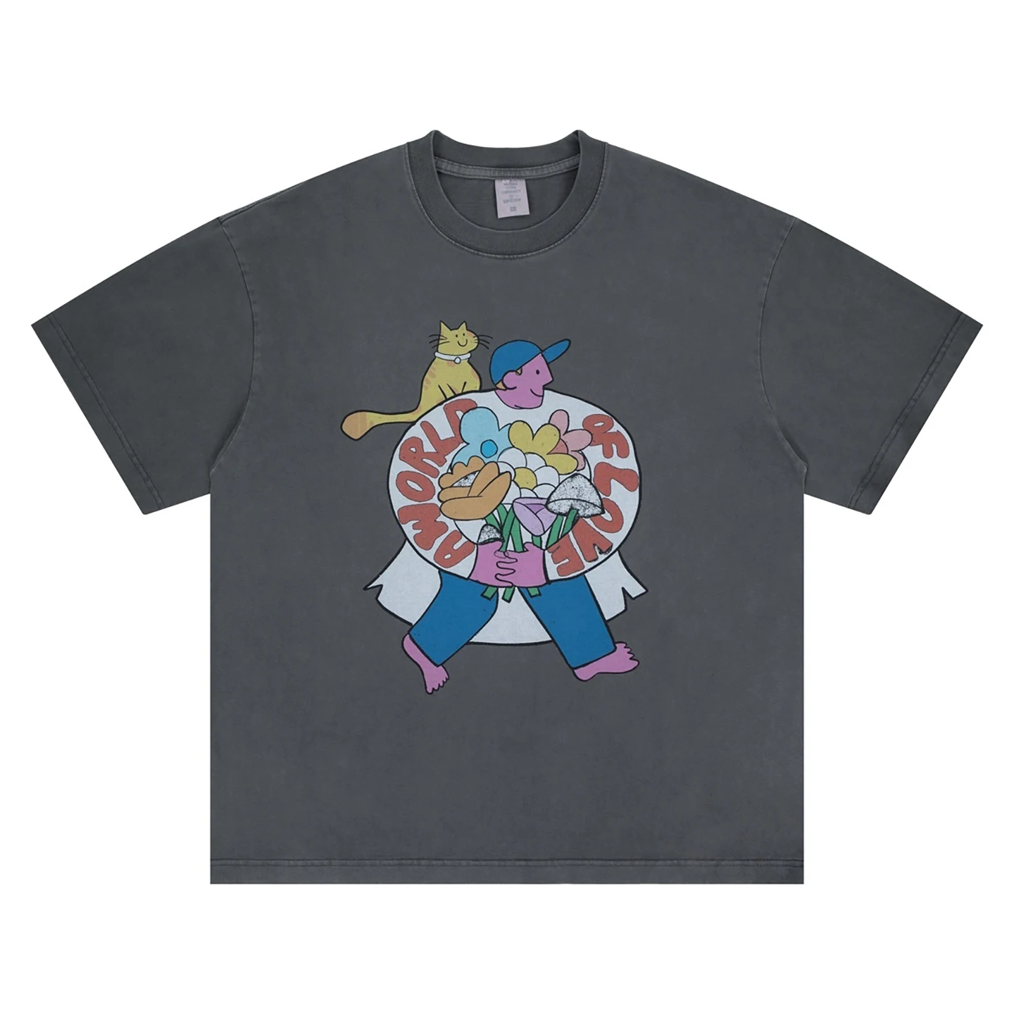 

Новая летняя футболка с коротким рукавом и принтом в мультяшном стиле, свободного кроя, с круглым вырезом, повседневный топ, модная уличная одежда