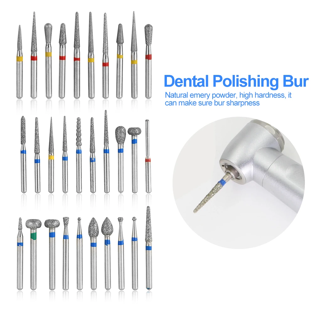 10pcs Dental High Speed Bur Diamond Polishing Tooth Preparation Bur Dental Equipment