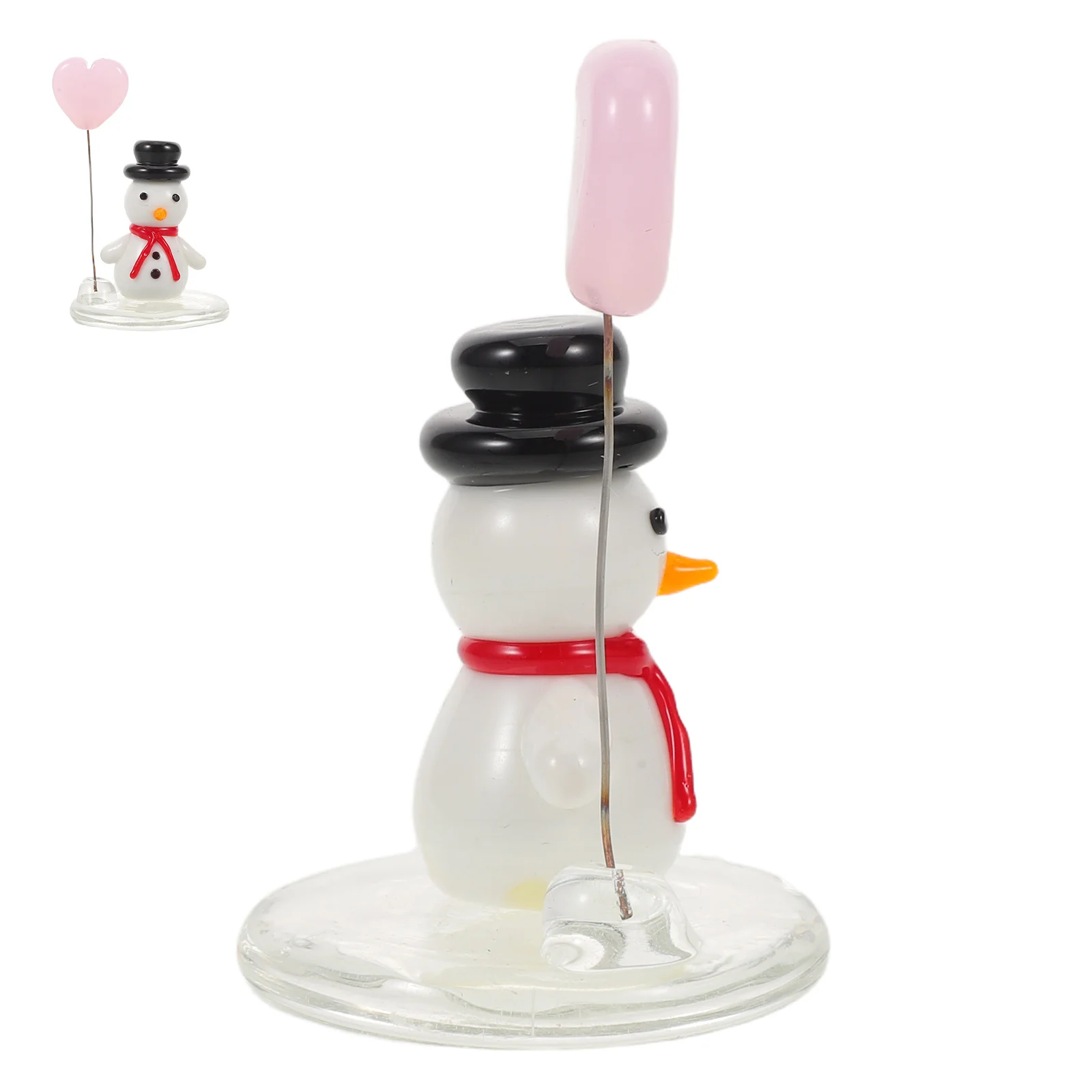 

Glass Snowman Ornament Mini Colorful Snowman Statue Winter Indoor Tabletop Decoration Christmas Decor Desktop Ornament