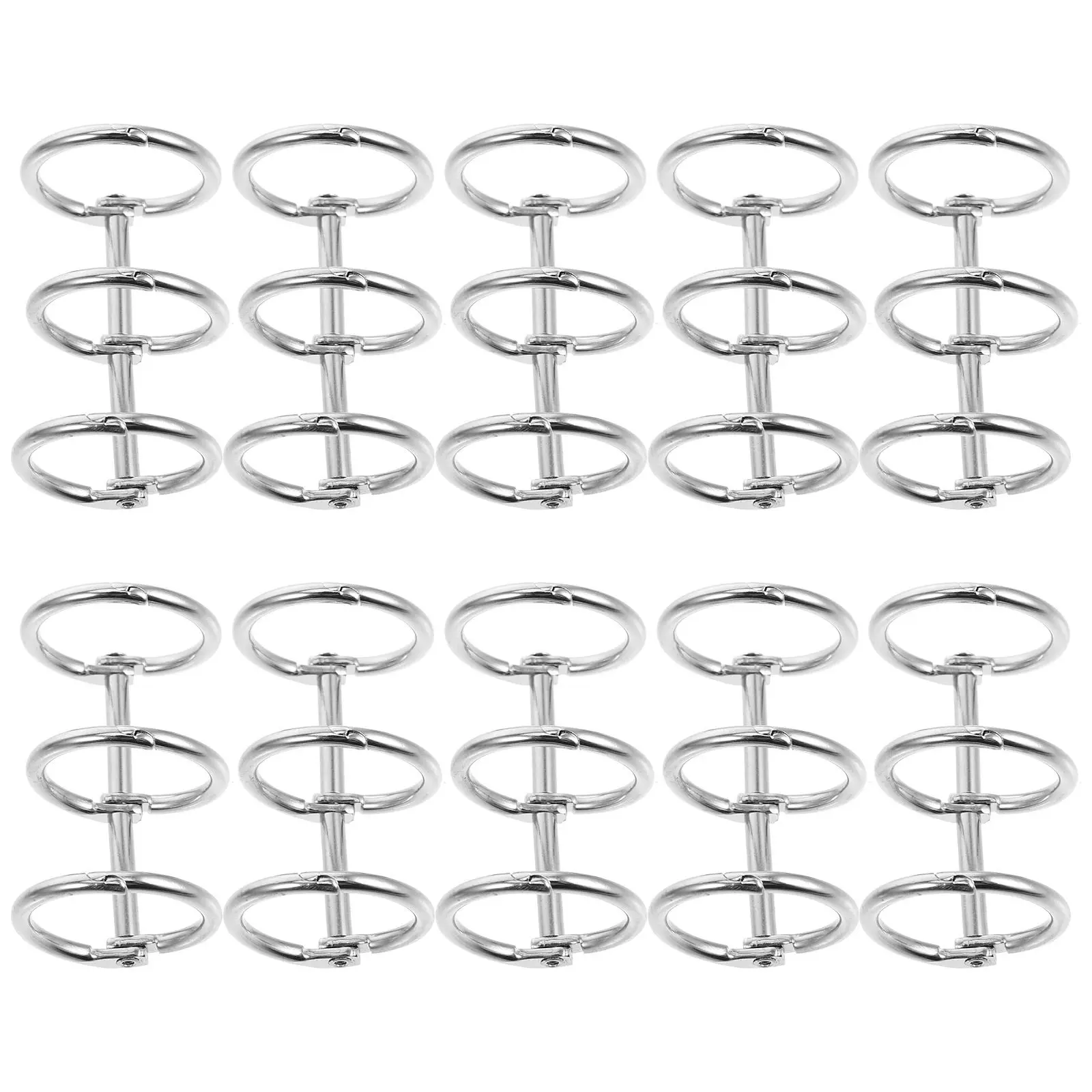 10pcs Silver Metal 3-Ring Binder Ring 20mm,Openable Loose Leaf Book Rings,Calendar Binding Clasps for DIY Projects Office School