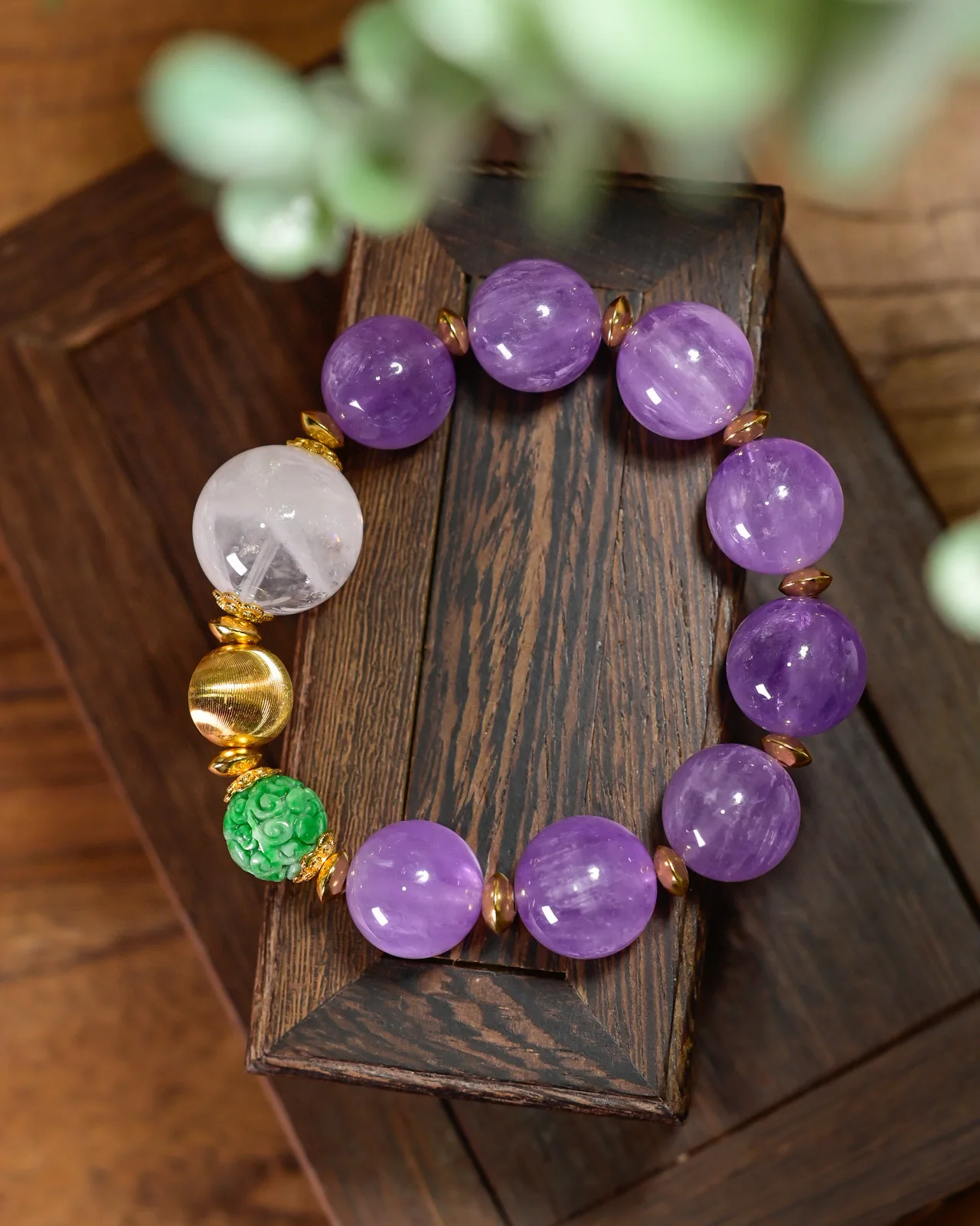 Pulsera de cuentas de amatista lavanda natural de plata S925, joyería de piedras preciosas moradas de lujo de jade verde de grado A con sabor oriental