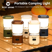 WEST BIKING Portable Mini Camping Lantern With Windproof Hanging Hook Outdoor Tent Light Stepless Dimming Type-C Rechargeable