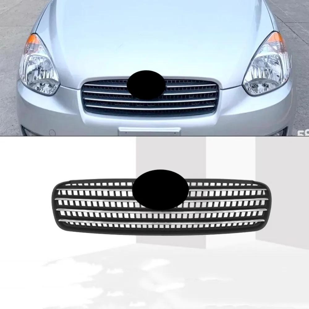 For Hyundai Accent Solaris 2006-2010 Modified Car Radiator Grille Grill Mask Front Bumper Net Assembly Auto Accessories