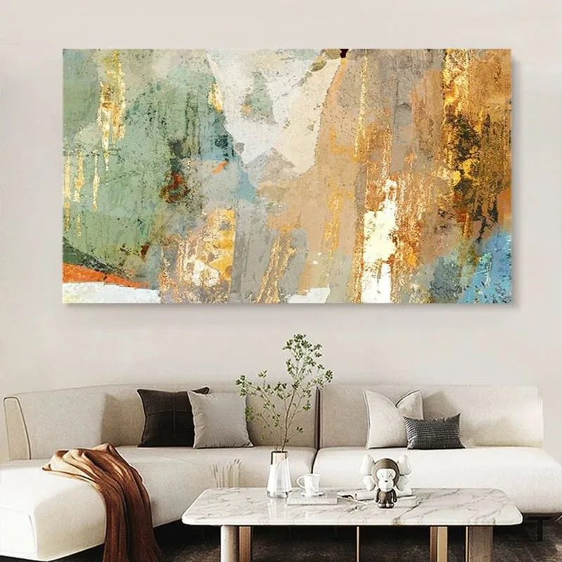 Customizable Gold Foil Abstract Art Handmade Oil Painting Living Home Decoration Bedroom Dining Room Sofa Background Decoration