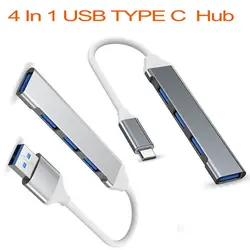 USB-A 3.0/2.0 Hub To Type C 5Gbps High Speed Transfer Data OTG Adapter Cable For Mobile Phone MacBook Pc Laptop Splitter 4 Ports