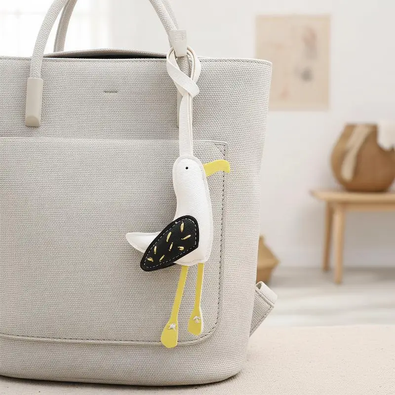 PU-Leder Möwen-Anhänger Patchwork-Schlüsselanhänger Niedliche Taschenverzierung Rucksack-Dekoration Geschenk – Detail 8