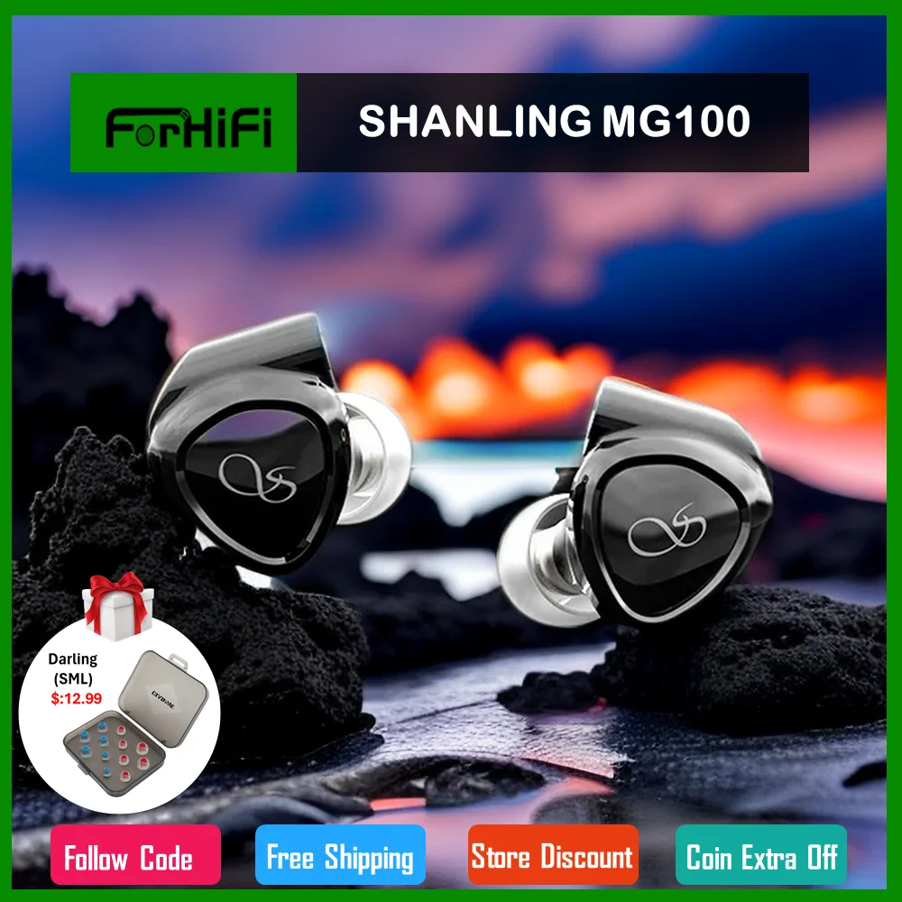 SHANLING MG100 динамические Hi-Fi музыкальные наушники IEM Hi-Res аудио наушники MMCX 3,5 мм + 4,4 мм разъем гарнитура