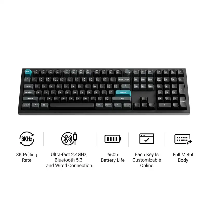 Keychron Q6 Ultra 8K Wireless Custom Mechanical Keyboard RGB Backlit Full-Size Knob
