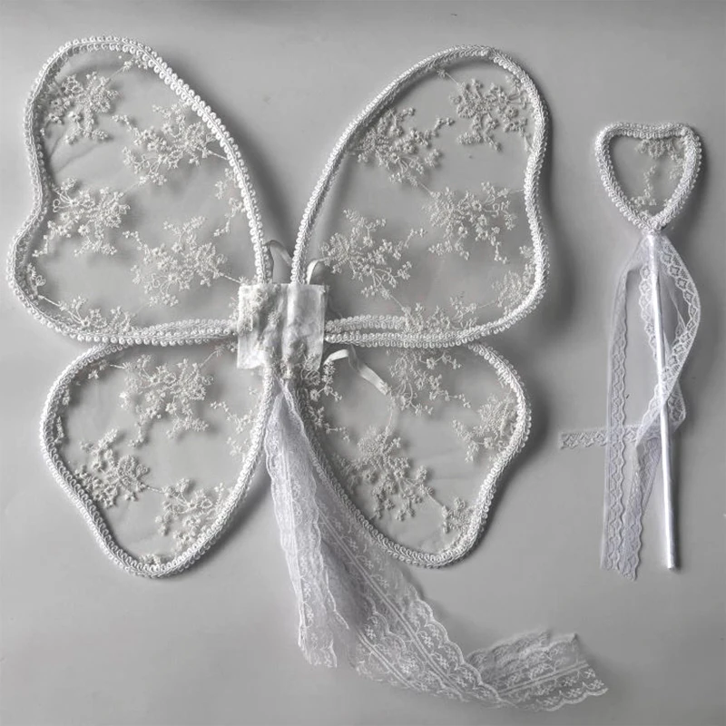 Kids Princess Fairy Tale Props Butterfly Wing Girls Dress Up Lace Butterfly Angel Lace Wing For Children Photoshoots Performance 4