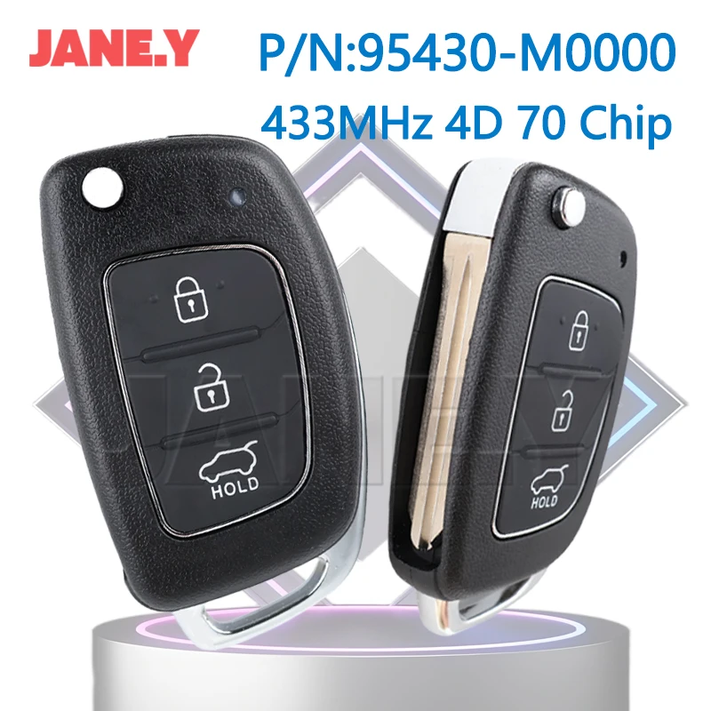 

3 Buttons Flip Car Remote Control Key For Hyundai Creta 2016 433MHz 4D 70 Chip Auto Folding Smart Key 95430-M0000 Car Fob