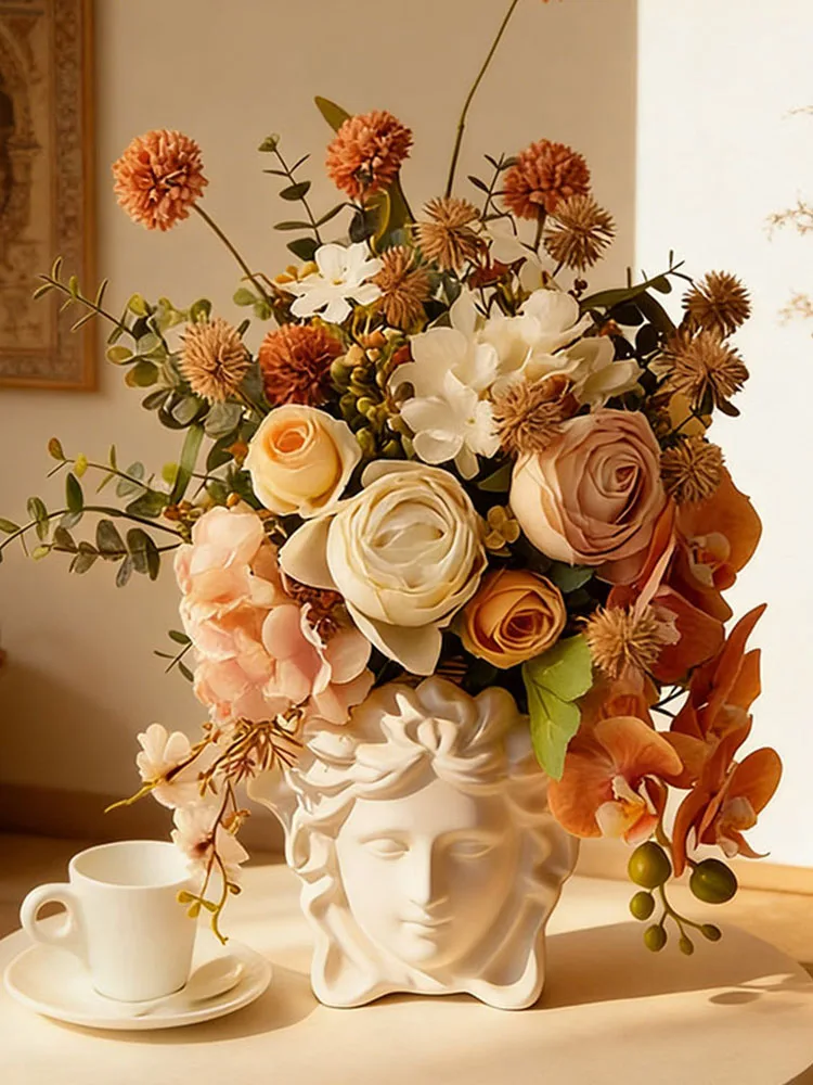 Griechischer Blumentopf im Gesichtsdesign für Trockenblumen und Kunstblumen, Dekoration für Wohnzimmer, Schlafzimmer, Geschenk – Detail 7