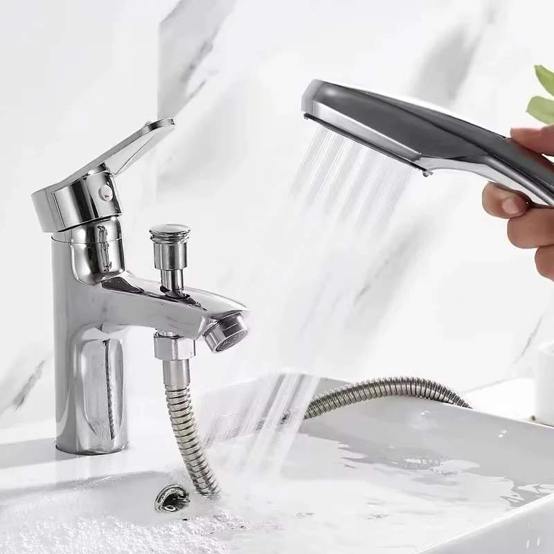 Single-Hole Faucet for Dual-Use Bathroom Sink, Shower Head, and Multi-Functional Hot and Cold Water Mixing Faucet