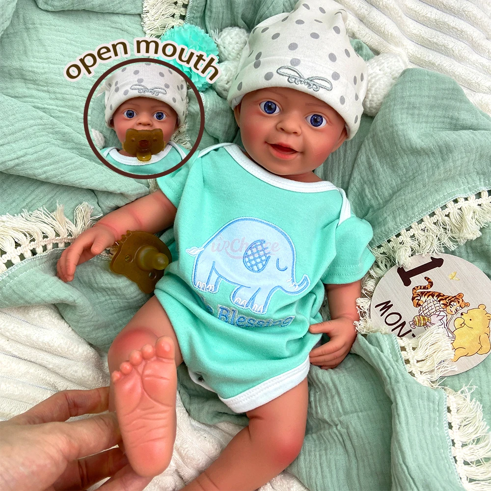 

18-дюймовая полностью силиконовая кукла-реборн ручной работы с реалистичными деталями кожи, весом 1:1, моющаяся, реквизит для фотосъемки в студии