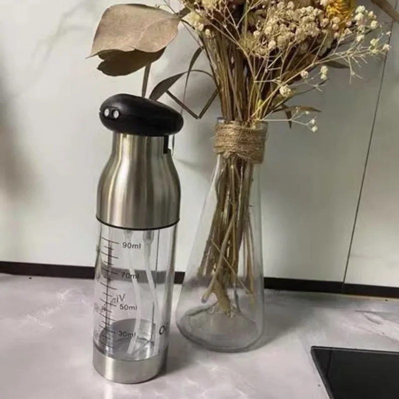 Rociador de Aceite de Acero Inoxidable, Dispensador de Aceite de Tipo Push para Cocinar, Barbacoa y Ensaladas, Botella de Spray de Cocina Segura para Alimentos y Botellas de Vinagre