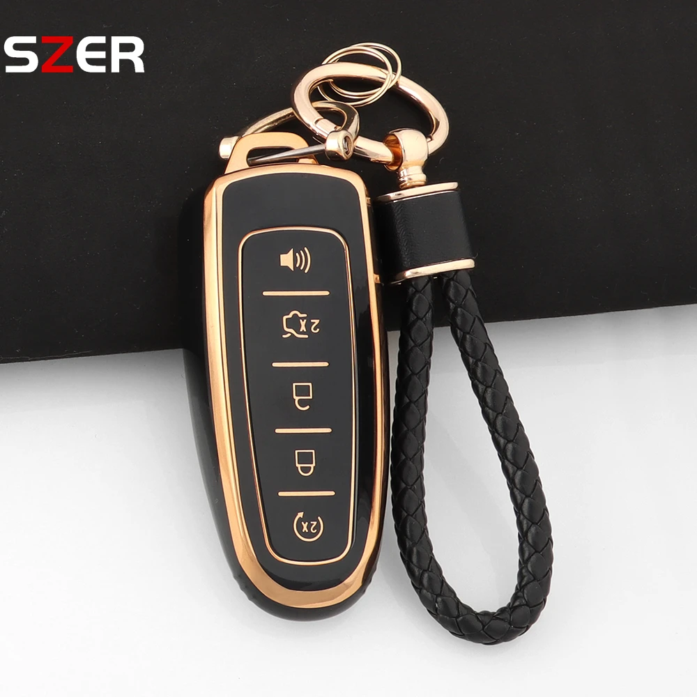 Modische TPU-Autoschlüsselhülle für Ford Focus, Edge, Explorer, Expedition, C-Max, Escape, Flex, Titanium mit 5 Tasten