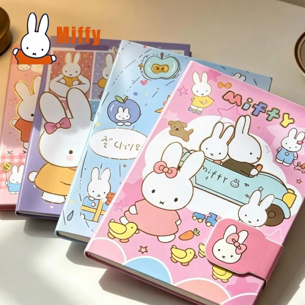 Kawaii Miffy A5 Hard Cover Notebook Cute Rabbit Cartoon Diary Journal Thick Double-Sided Colored Pages Student Planner Girl Gift