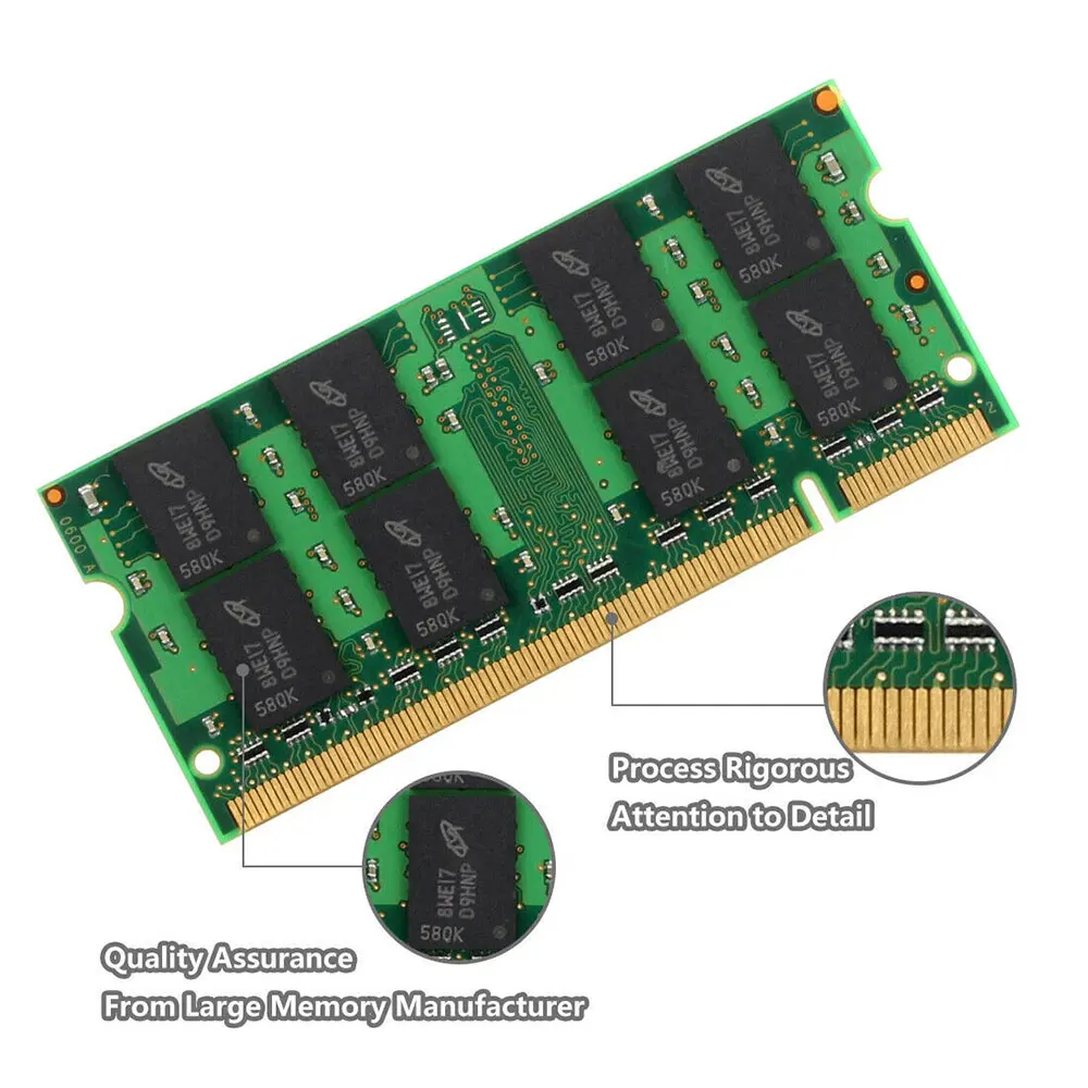 ذاكرة الوصول العشوائي للكمبيوتر المحمول Crucial Memoria DDR2 2GB 4GB (2x2GB) 667MHz 800MHz Memory SODIMM PC2-5300 PC2-6400 غير ECC غير مخزنة للكمبيوتر المحمول #3