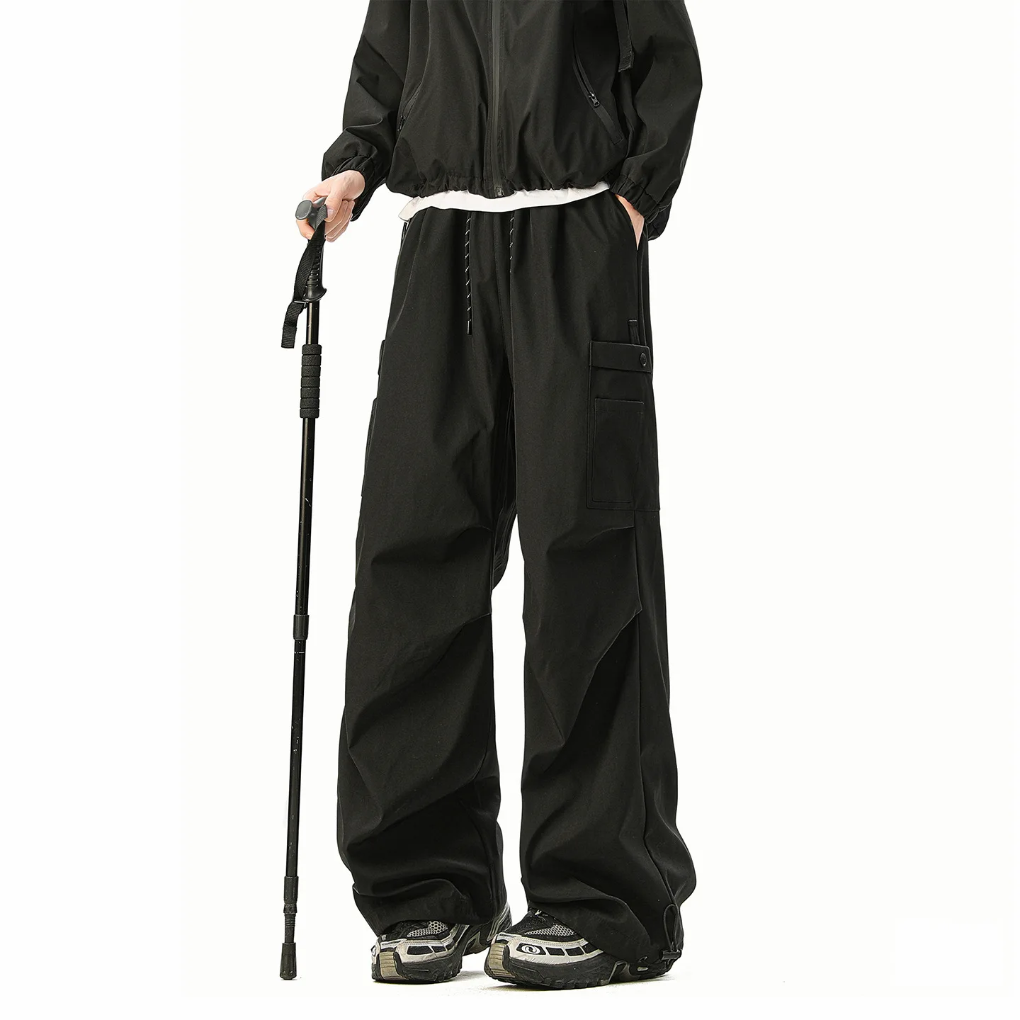 

Брюки-карго с парашютом для мужчин и женщин, мешковатые беговые брюки с несколькими карманами и шнурком на талии для уличной одежды на открытом воздухе