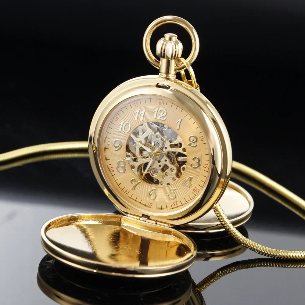 NEW Retro Charm Elegant Bird Flowers Design Golden Pure Copper Mechanical  Pocket Watch Men Antique Style Gift Timepiece Male