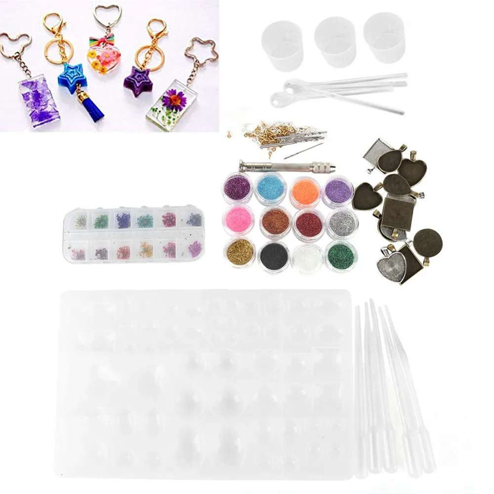 107Pcs Various Colors Epoxy Resin Silicone Tools Different Styles Suit Time Gem Jewelry Tools Handmade Craft Accessory Set