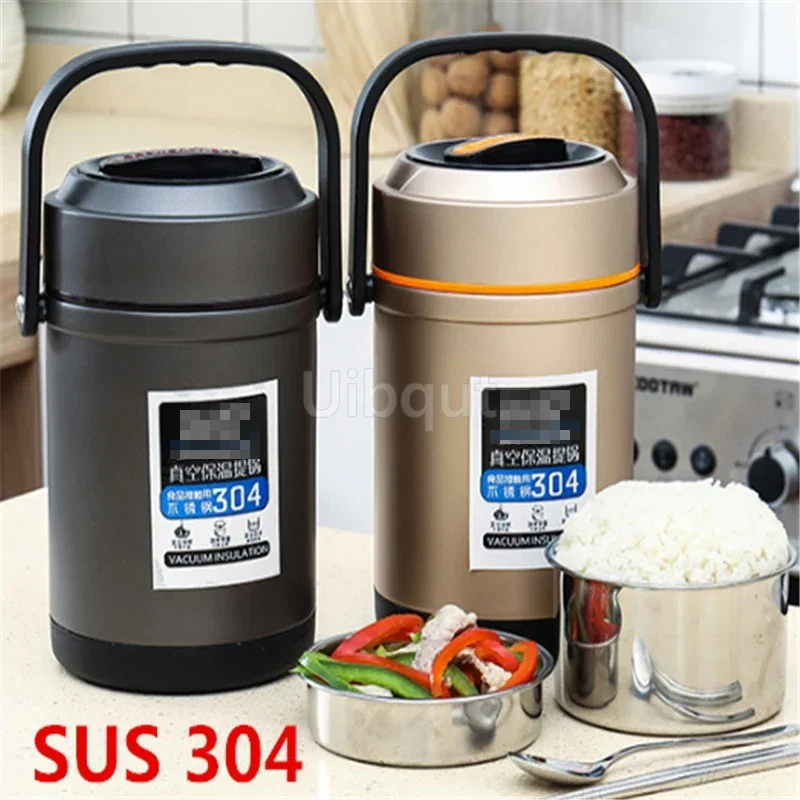 304 thermische isolierung Thermos Container Lunch Box Edelstahl Schule Bento Box Lagerung Tragbare reis box Geschirr