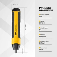 Tournevis électrique sans fil DEWALT |   3.6V 5N.m Couple de rotation |   Mandrin de 1/4 pouce |   Batterie Li-ion 1300mAh HT422 2
