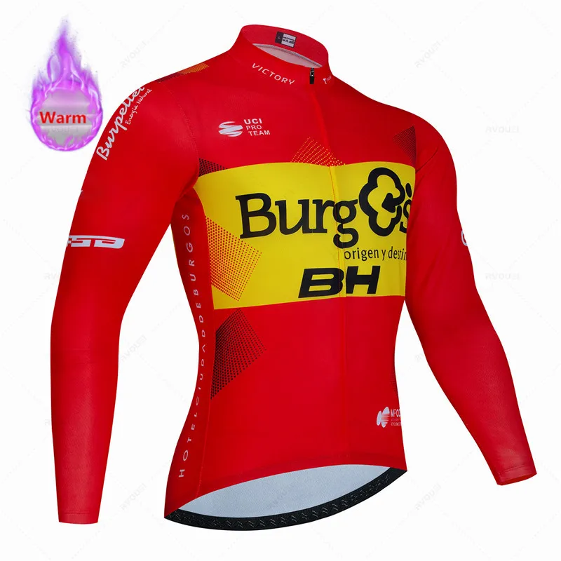 BH-Burgs Bike Thermal Fleece Cycling Jersey Set for Men, Long Sleeve, Bicycle Clothing, Bib Pants, Winter