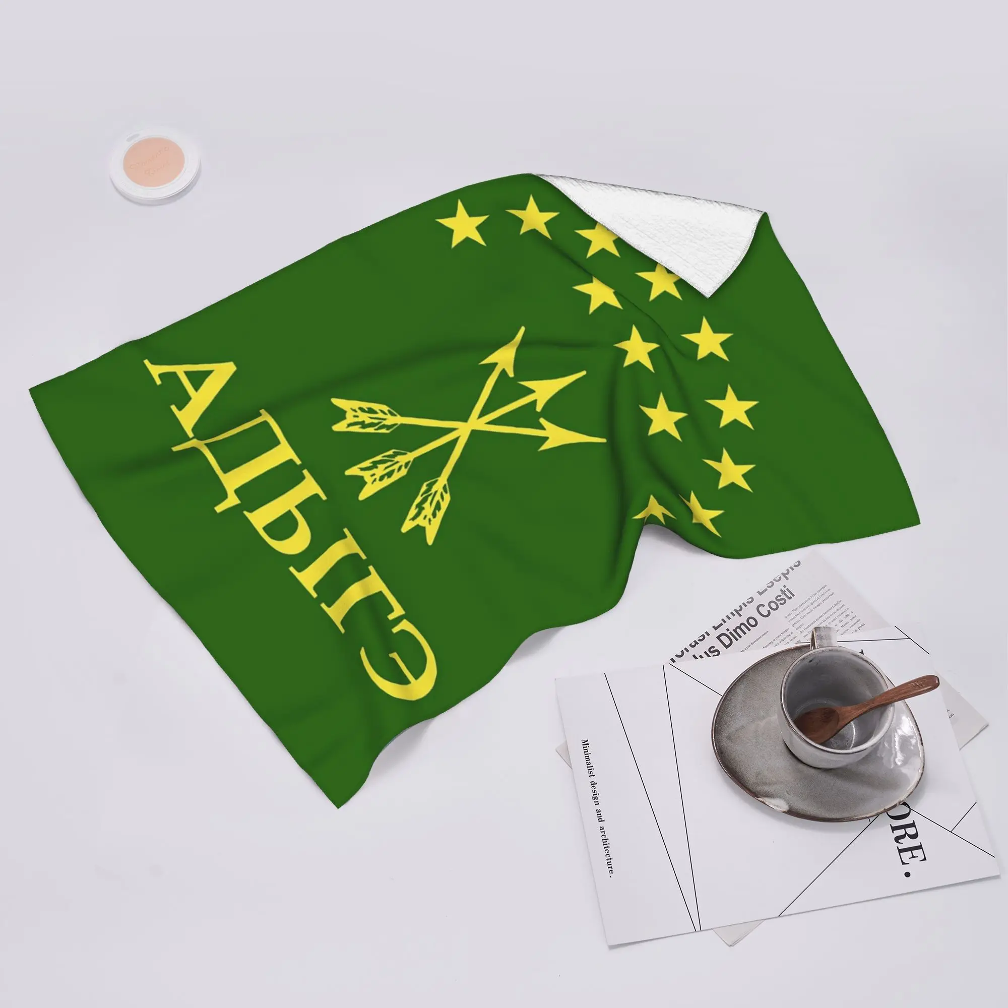 Custom Adiga Gift For Circassian Great Adygea Flag Soft Face Towel Quick Dry Pool Bath Cotton Towels Absorbent Quick