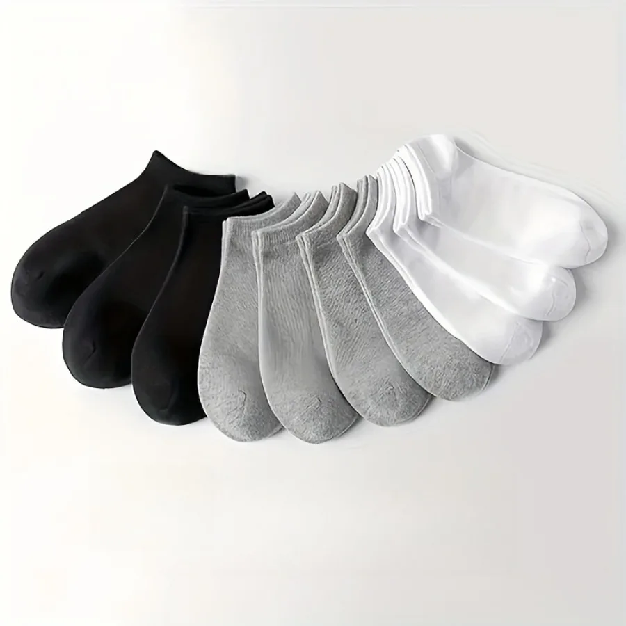 

10 Pairs of Thin Socks - Black/white/gray, Ankle Socks for Men and Women, Sweat Absorbing and Soft, Suitable for Daily Wear