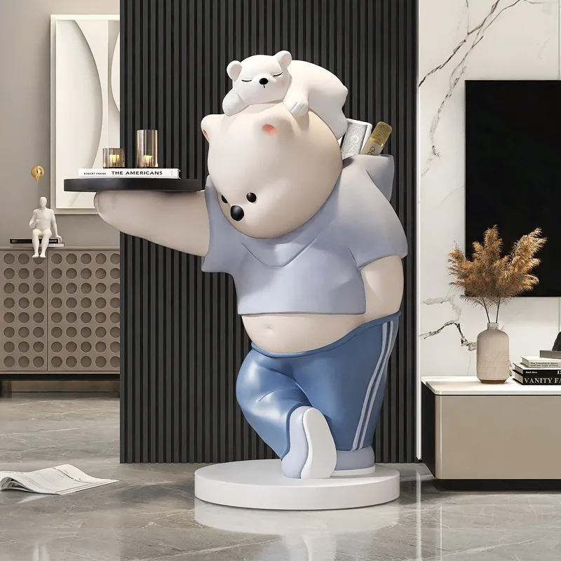 

new cartoon bear living room large floor receiving tray Diy home decoration resin engraving
