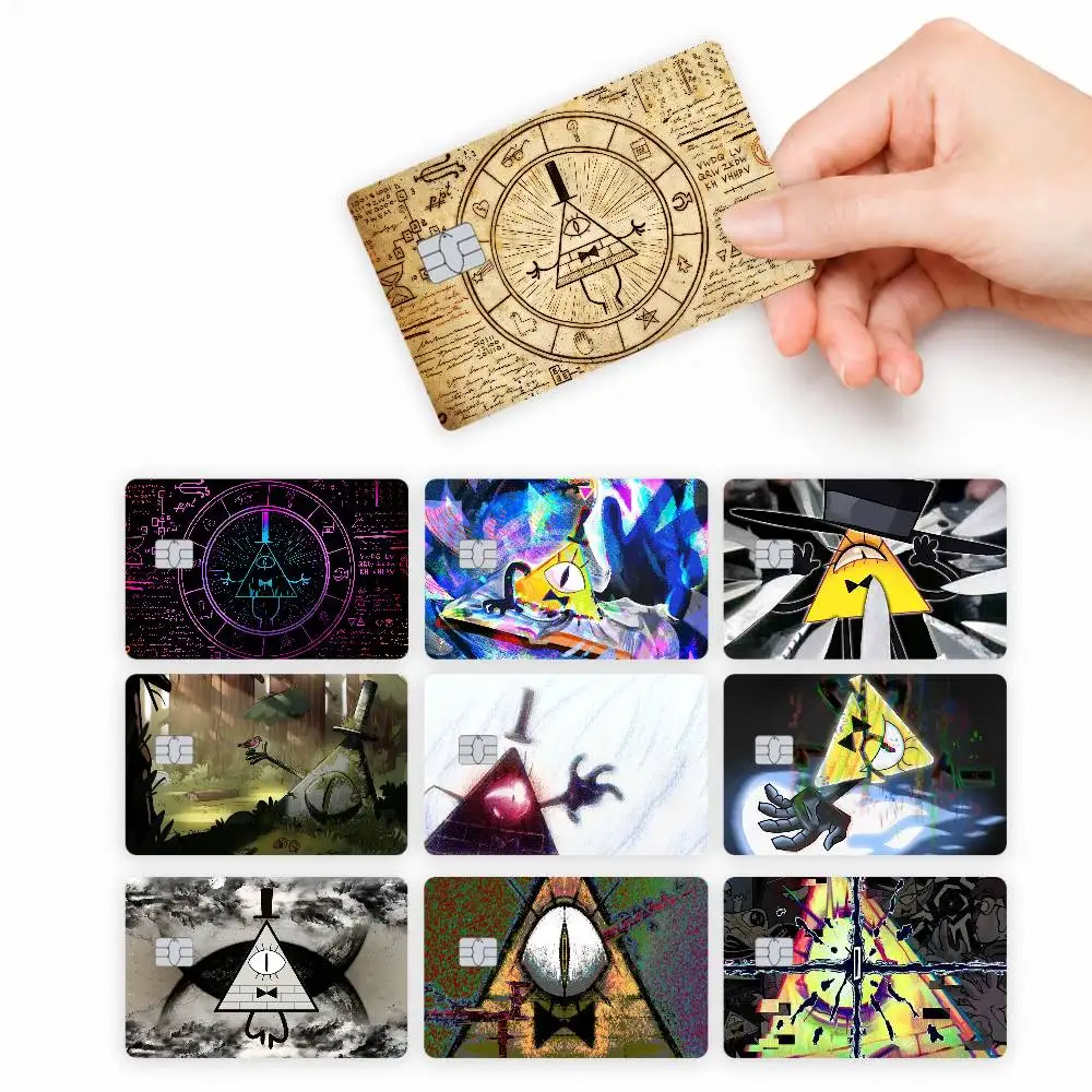Anime B-Bill C-Cipher  4pcs Credit Card Skin Stickers Suitable for Bank Debit Subway Bus Transit Pass Decorative Cover