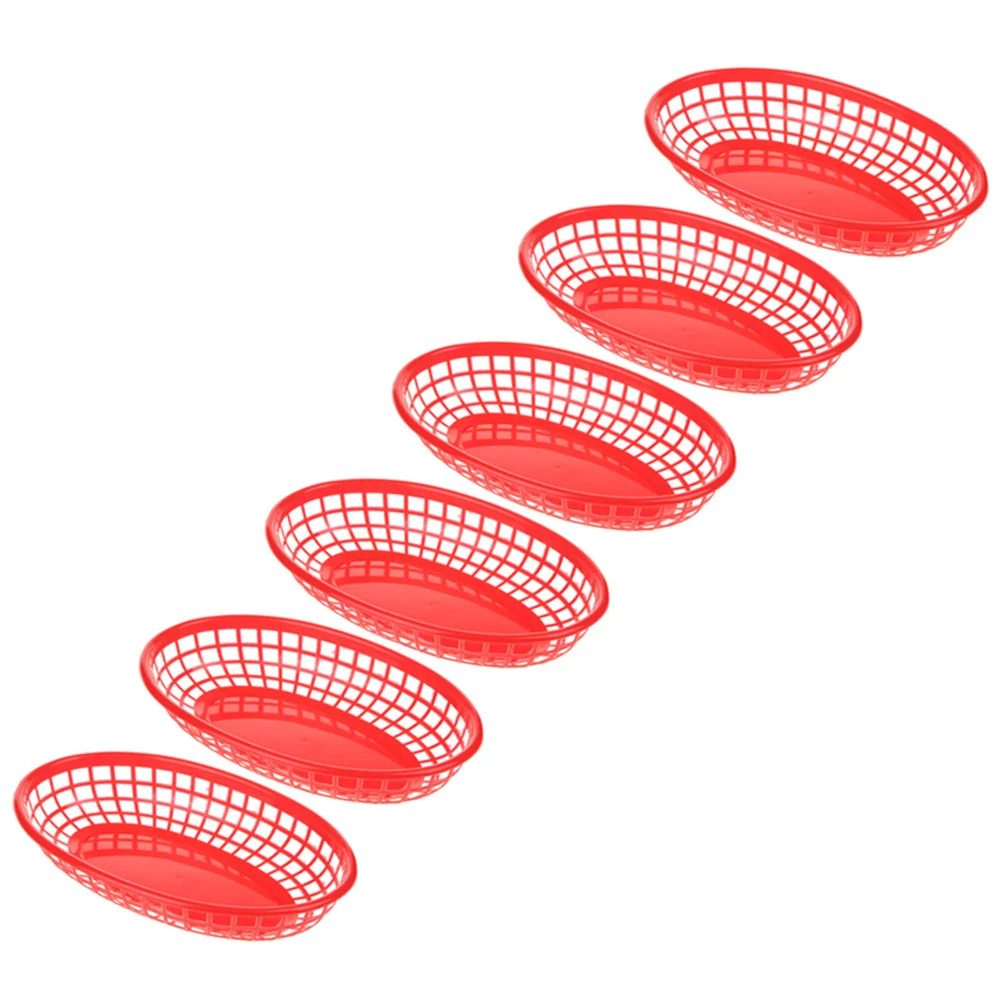 6 Pcs Fast Food Baskets Sturdy Snack BBQ Accessories Plastic Trays Safe Lightweight Wear Resistant Home Fruit Storage