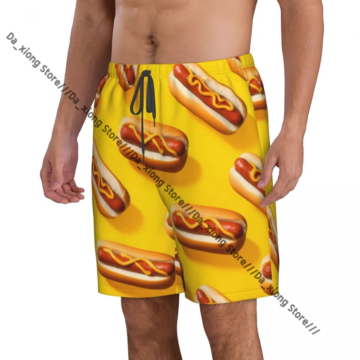 Hotdog Fast Food Quick Dry Swimming Shorts For Men Swimwear Swimsuit Trunk Bathing Beach Wear