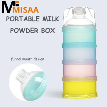 곰 스타일 휴대용 유아용 식품 보관 상자, 필수 시리얼 우유 분말 상자, 유아 간식 용기, 4 레이어 