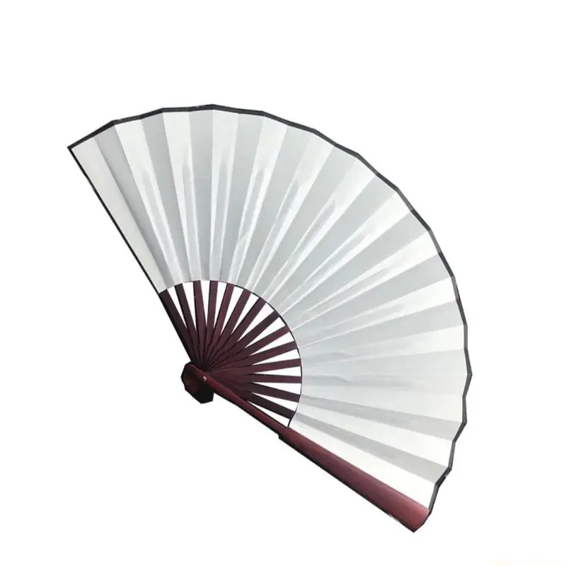 31BF 8Inch Folding Hand Fan Handheld Fabric Folding with Bamboos Handle