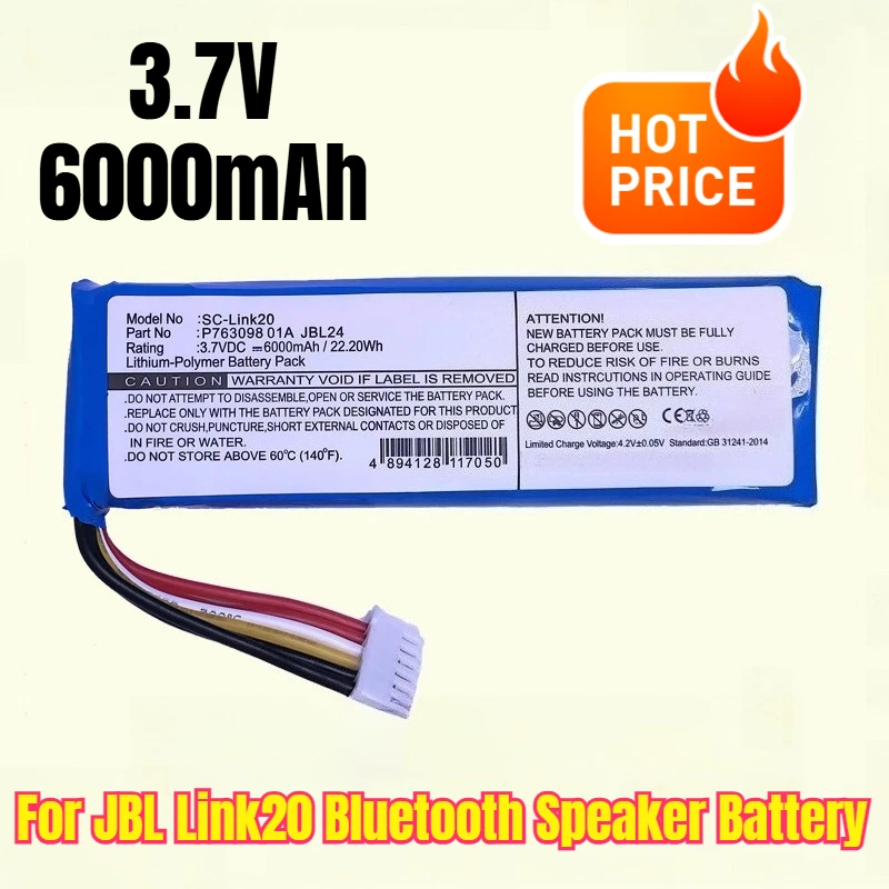 

3.7V 6000mAh Battery for JBL Link20 Bluetooth Speaker