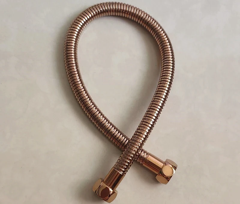 Shine Rose gold 304 Stainless Steel Pipe, Toilet Water Inlet Pipe 50cm G1/2