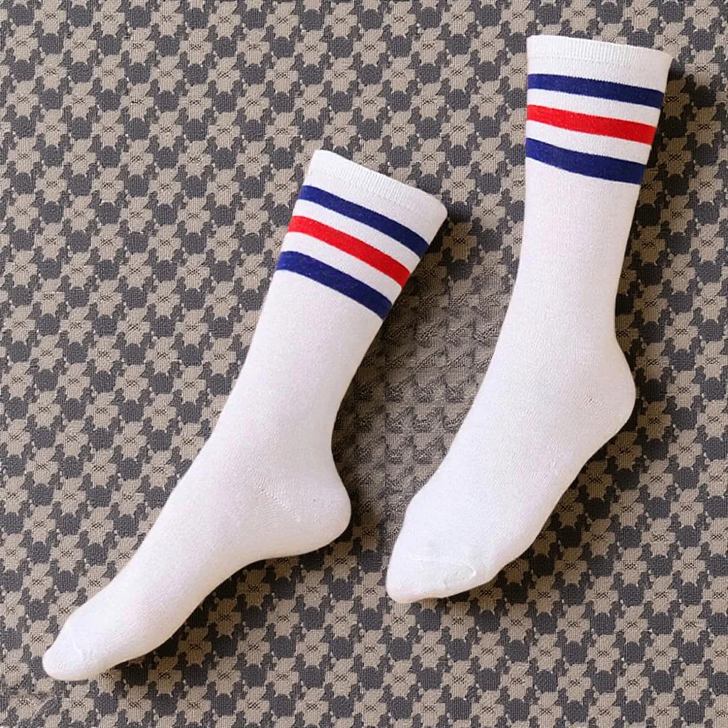 

Long Socks Size S Knee High Stockings 3 Bars Breathable Cotton Socks Comfortable Elastic for Sports Activities