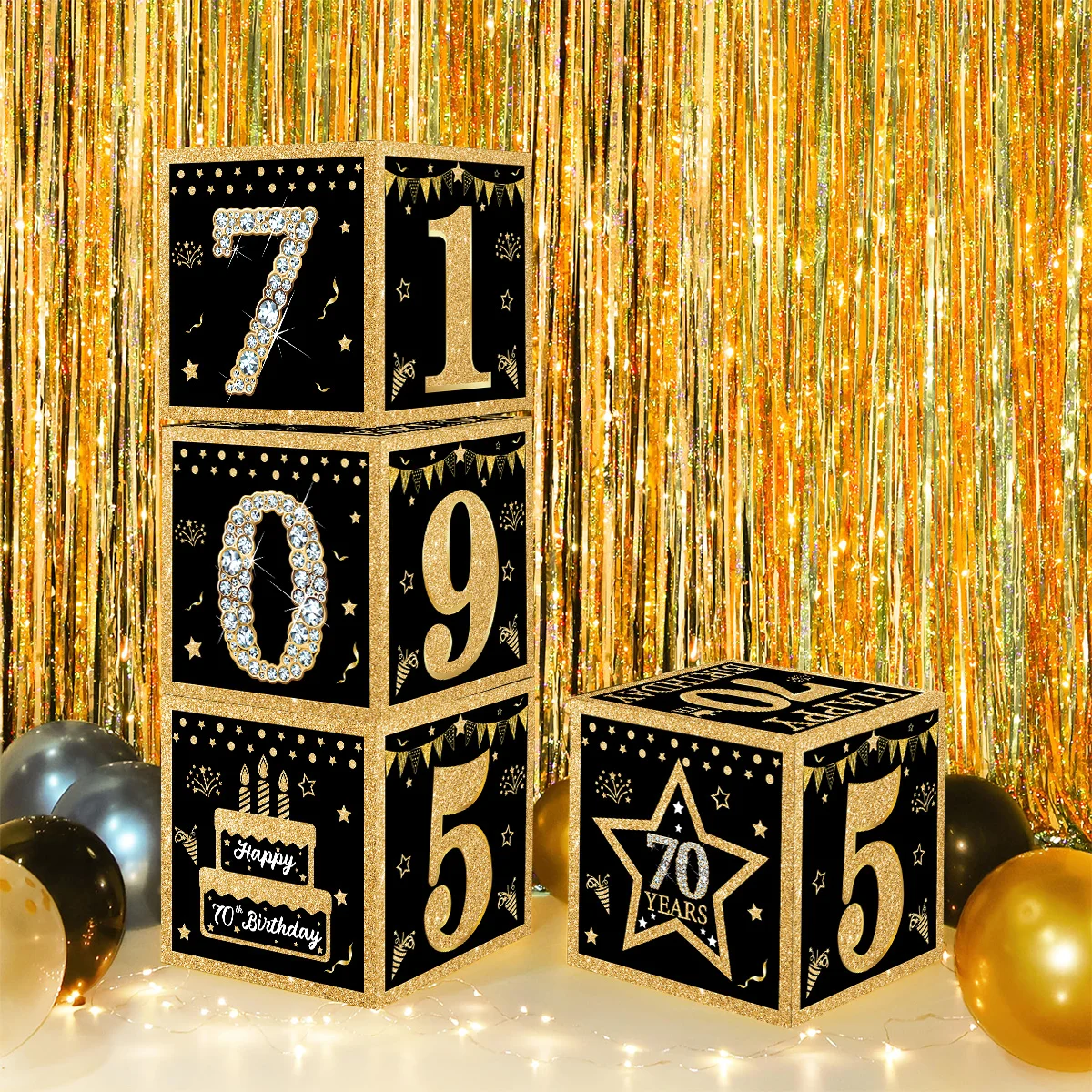 Gold Black Birthday Number Paper Boxes 18 30 40 50 60 70 75 80 Year Old Birthday Party Decoration Adult Birthday Party Supplies