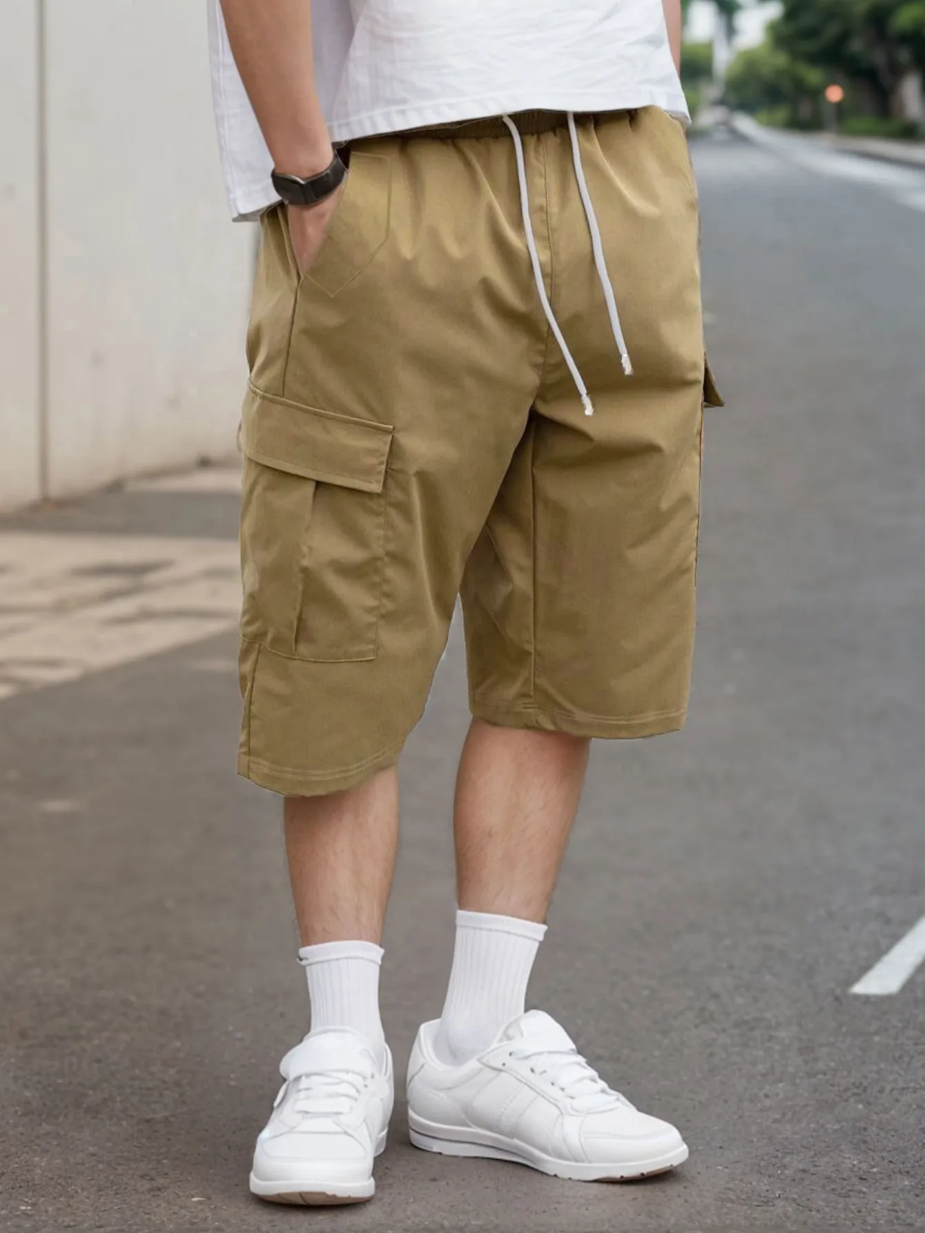 

plus Size Men's Workwear Capri Pants Casual Street Style Suitable for Daily Outings