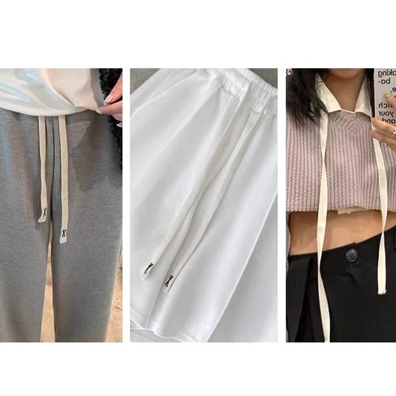 1pcs Sports Pants Rope Belt Cord Sweatpants Drawstring Strap Hoodies Accessories Embroid Hollow Flat Rope DIY Accessories TJ8628