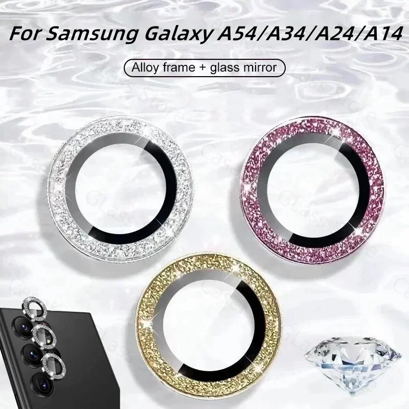 Gittle Lens Beschermer Voor Samsung Galaxy A54 A34 A24 A14 5G M54 Metalen Ring Camera Beschermend Glas Shinny Lens Case Film Cap