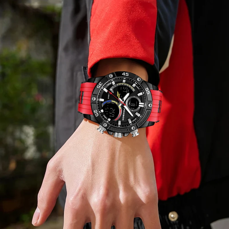 FOXBOX Men Watch Quartz Top Brand Luxury Digital LED Male Clock Military Sport Original Silicone Classic Wristwatch Montre Homme