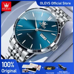 OLEVS 7048 Mens Watch New Business Original Automatic Watch Waterproof Luminous Stainless Steel Dual Calendar Display Mature man