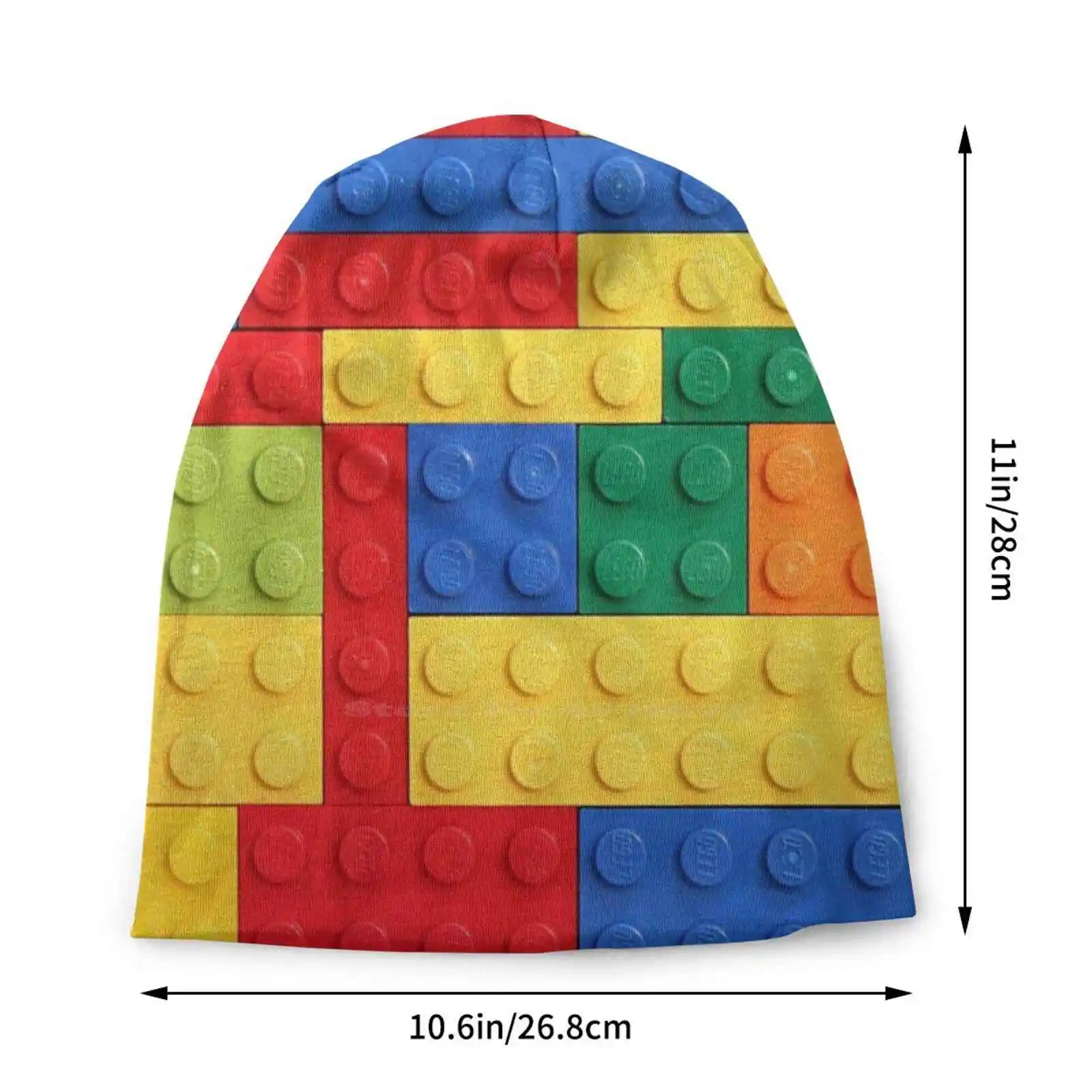 Colorful Bricks Design Knitted Hat Warm Beanie Outdoor Caps Bricks Variety Toy Blue Red Yellow Green Pattern Lines Geometry