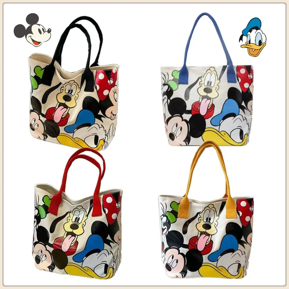 

Cute Mickey Donald Duck Cartoon Large Capacity Canvas Handheld One Shoulder Student Bag Child's Favorite Christmas Treasure Gift