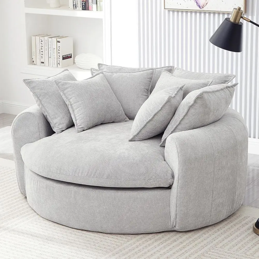 

59.8 Full-Sized Cloud Sofa Chair, Compact Design, 8 Pillows Included, Ideal for Small Living Rooms, Light Grey