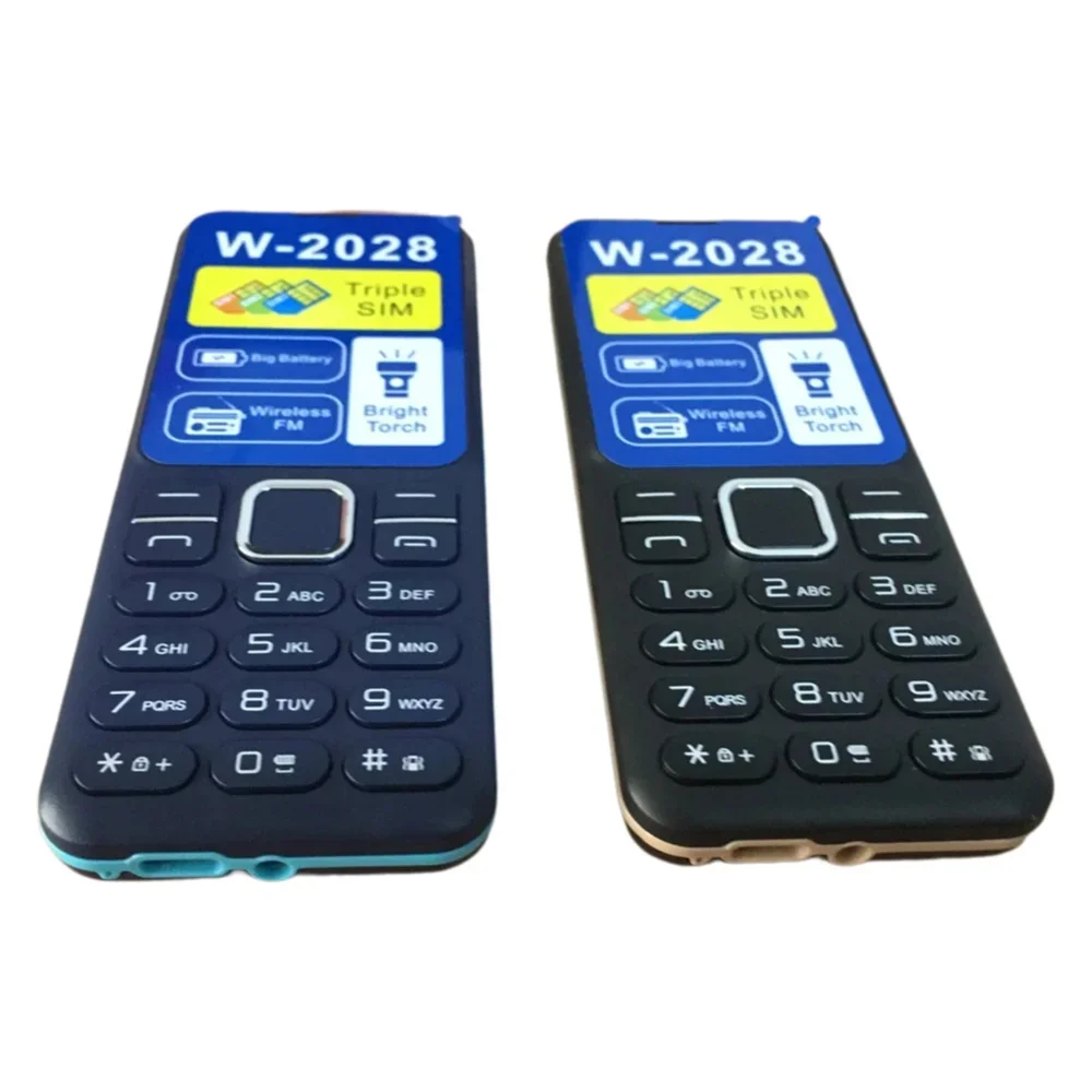 1.8 Inch New Push Button Mobile Phone with 3SIM Bluetooth Flashlight MP3 MP4 Wireless FM Camera Vibration BigHorn CellPhone