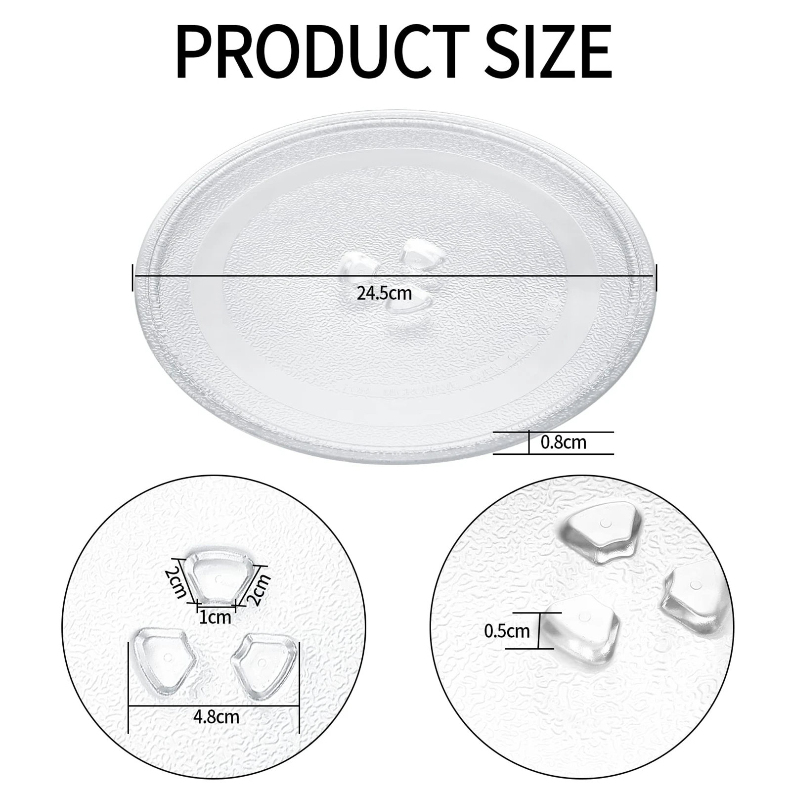 Microwave Glass Plate Turntable Cooking Tray 24.5cm Heat Resistant Accessory