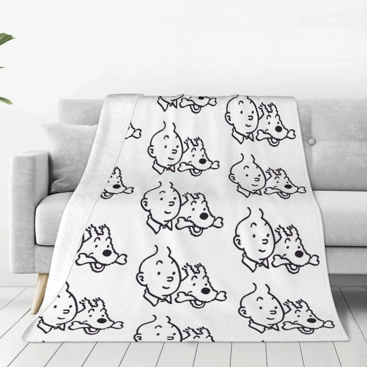 

Tin Teen And Milou Flannel Blankets Fashion Throw Blanket for Home Hotel Sofa Rug Piece